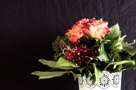 bouquet of flowers on a black backgroundの写真素材