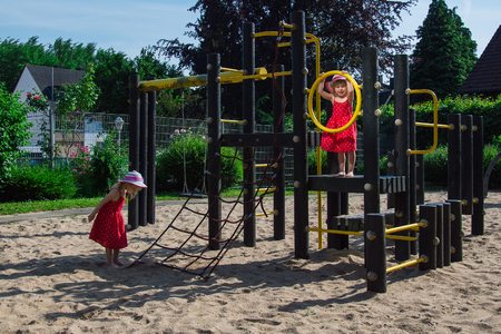 Runny on playground constractionの写真素材
