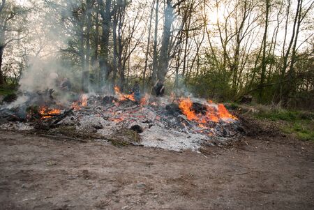 Germany Kamen town 04/11/2009 people made a big bonfire in honor of the holiday of spring, Easter fire.のeditorial素材