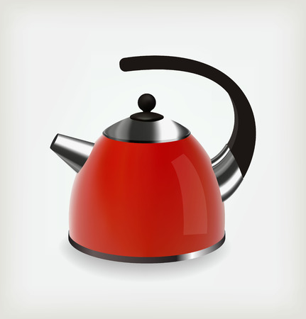 Chrome red kettle. Vector object illustration designのイラスト素材