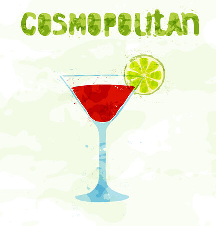 Margarita cocktail with a slice of limeのイラスト素材