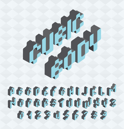 Cubic font, big colorful letters standing, vectorのイラスト素材