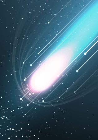 Abstract bright background with flying cometのイラスト素材