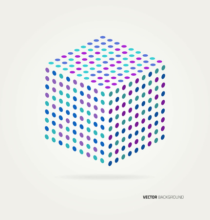 Three-dimensional cube of colored dotsのイラスト素材