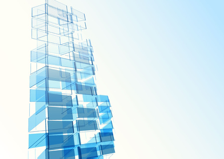 Modern blue glass wall of office building. Vectorのイラスト素材
