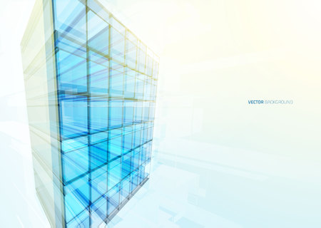 Modern blue glass wall of office building. Vectorのイラスト素材