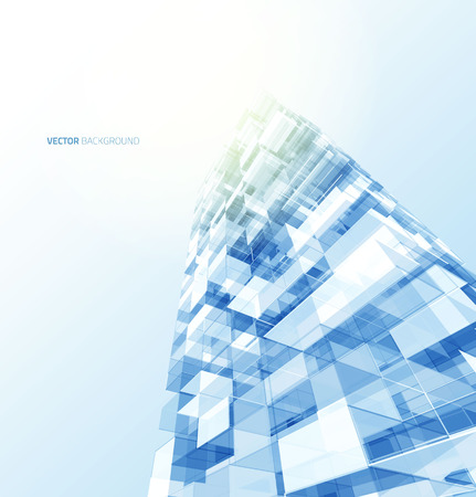 Modern blue glass wall of office building. Vectorのイラスト素材