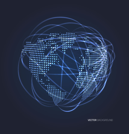 Abstract planet composed of dotsのイラスト素材