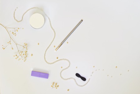 Beautiful set of womens fashion accessories and cosmeticsの写真素材