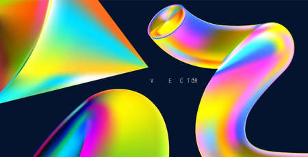 Set of colored 3D objects on a dark background.のイラスト素材