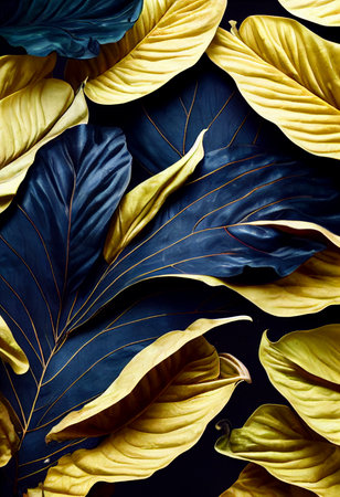 Large palm foliage nature dark green background. illustration designの写真素材