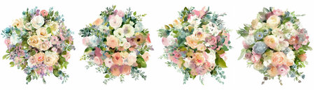 Floral pastel watercolor arrangement. Isolatedの写真素材