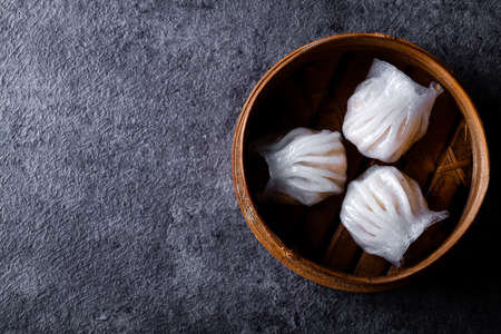 Dim Sum served in steamer basketsの写真素材
