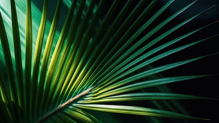 Palm leaf, Close-up and Tropical plant Background. Generative Aiの素材