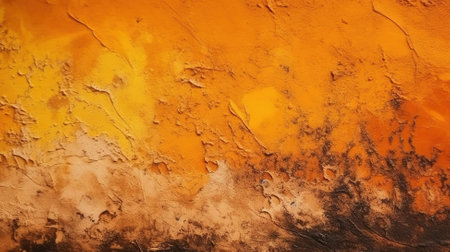 Abstract orange yellow brown background and Toned cement plaster wall surface. Generative Aiの素材