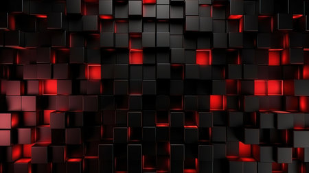 Black red abstract geometric pattern with squares Background. Generative Aiの素材