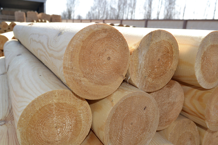 gable portion of wood cylinderの写真素材
