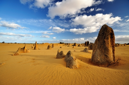 Pinnacles desert on a sunny day, Western Australiaの写真素材