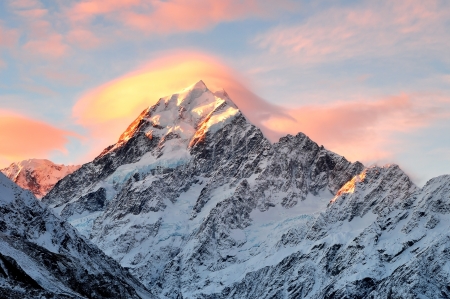 Mount Cook Sunset, South Island New Zealand の写真素材