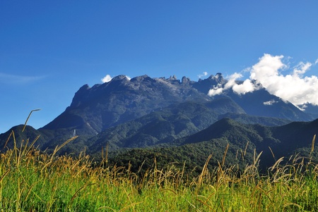 Mount Kinabalu with Blue Sky, Kinabalu National Park, Sabah Borneo Malaysia の写真素材