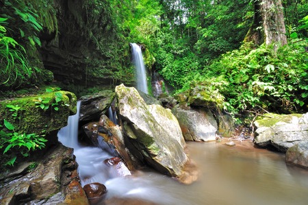 Waterfall in Borneo, Mahua Waterfall in Tambunan Kinabalu National Park  の写真素材