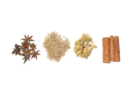 spice Cinnamon, Star Anise, dried chili, cardamonの写真素材