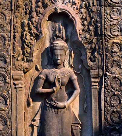 Apsara in Angkor Wat temple, Siem Reap, Cambodia.のeditorial素材