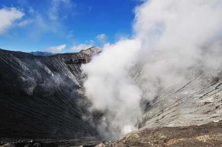 Smoke from Volcano in Bromo Tengger Semeru National Parkの写真素材