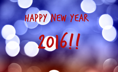 Happy new year 2016 with defocused lightl backgroundの写真素材