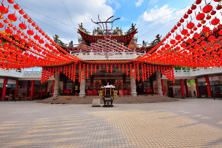 Red lanterns decorations at Thean Hou Temple in Kuala Lumpur, Malaysiaの写真素材