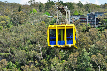 KATOOMBA, AUSTRALIA - OCTOBER 20, 2015: The Scenic cable car in Blue Mountains, Australia. It also known as the Scenic Skyway, its an experience not to be missed in Blue Mountains region.のeditorial素材