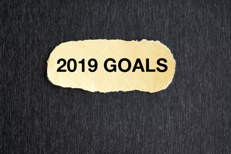 2019 goals on torn paper, new year concept.の写真素材