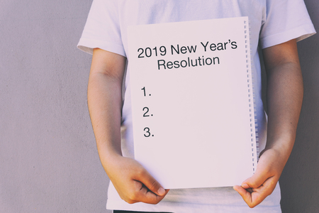 2019 New Year's Resolution on announcement memoの写真素材