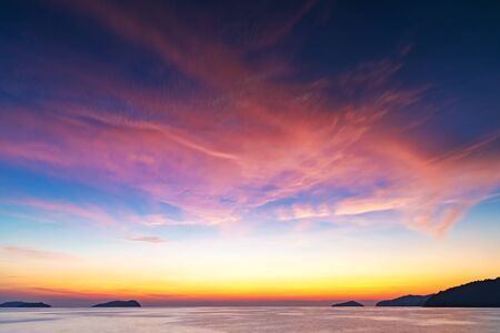 Vibrant and long exposure sunset backgroundの写真素材