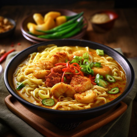 Close up of curry noodle Generative AIの素材