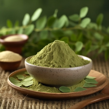 Bowl of moringa powder Generative AIの素材