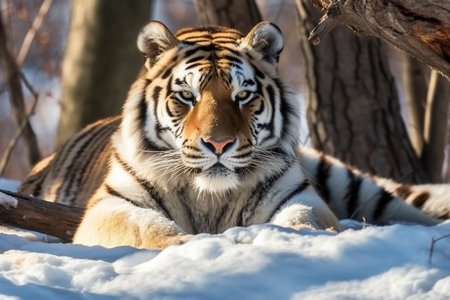 Close up portrait of Siberian tiger Generative AIの素材
