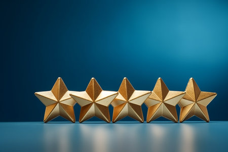 Five star rating on blue background, Generative Aiの素材