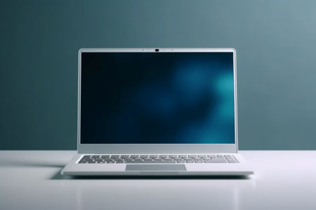 Laptop with black screen Generative Aiの素材