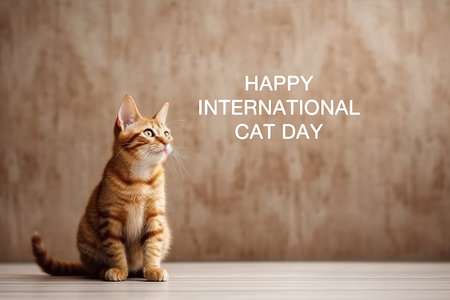 Happy International Cat Day card Generative AIの素材