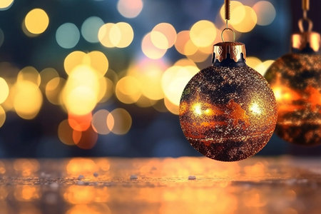 Christmas baubles decoration, holiday background with copy space Generative Aiの素材