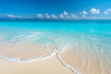 White sand beach and turquoise ocean wavesの素材
