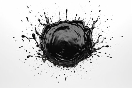Black ink splash on white backgroundの素材