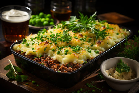 Close up of Shepherd pie dishの素材