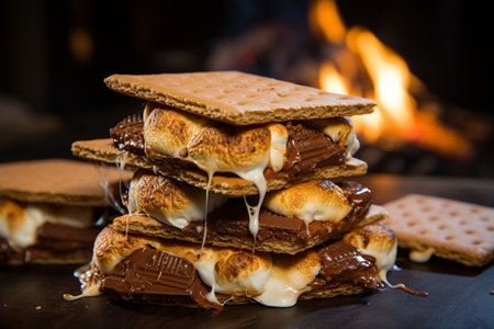 Close up of S'mores, American favorite confectioneryの素材