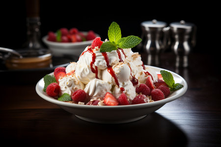 Eton mess in a white plateの素材