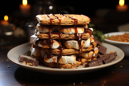 American S'mores on a plateの素材