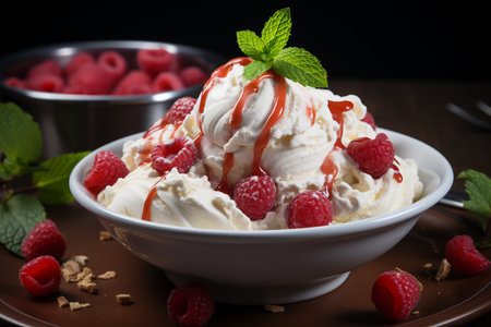 Yummy and delicious Eton mess in a bowlの素材