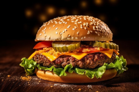Classic American beef hamburger, Generative AIの素材