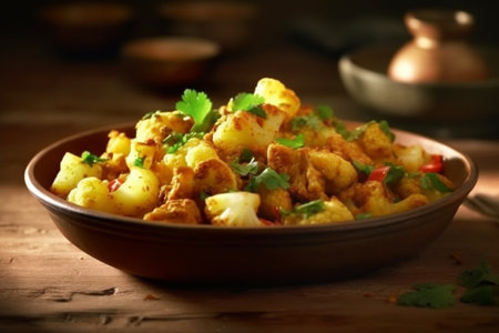 Aloo gobi potato and cauliflower curry Indian Punjabi vegetarian foodの素材